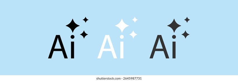 AI logo icon magic sparkle stars symbol , Artificial intelligence sign. Vector