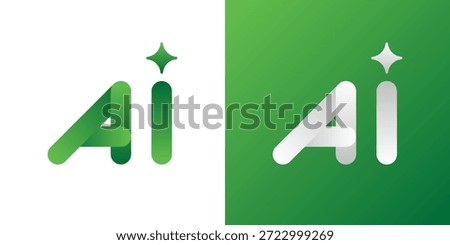 AI logo icon for smart assistant technology. Modern vector symbol with star abstract form accent. Gradient graphic suits chatbot apps software buttons stickers and business communication tools.