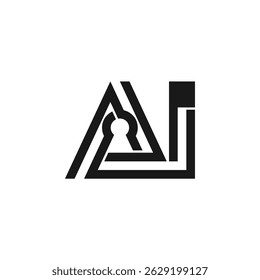 "AI logo with keyhole in geometric design