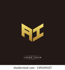 AI Logo Letter Initial Logo Designs Templete with Gold and Black Background