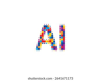 AI Logo Monogram Design For Tech, Chatbot, Virtual Assistant, Neural Network, SaaS, Smart Digital Tool. Perfect For Startup of Communication System and Automatisation. Vector Illustration