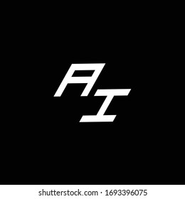 AI logo monogram with up to down style modern design template isolated on black background