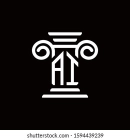 AI logo monogram with pillar style design template