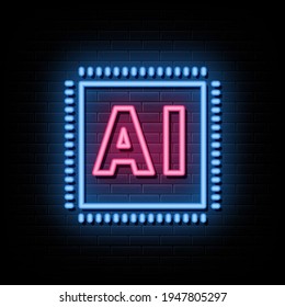 AI Logo Neon Signs Vector