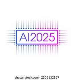 AI logo in rectangular frame. Artificial intelligence and processor concept. Artificial intelligence concept for education, technology, business