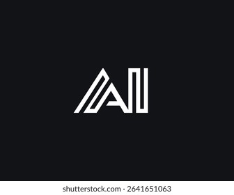 AI Logo Symbol Modern Tech Monogram Design For Neural Network, CPU System, Robotic Automation, Startup Branding, And Digital Innovation Projects. Futuristic Geometric Style. Vector Illustration