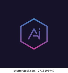 Logotipo de AI, icono de la tecnología de AI, Vector, ilustración de AI