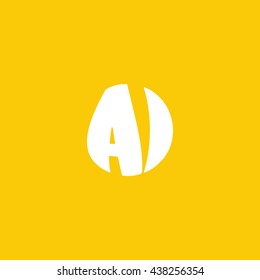 AI Logo. Vector Graphic Sphere Branding Letter Element. Orange Background