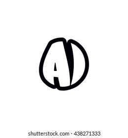 AI Logo. Vector Graphic Sphere Branding Letter Element. White Background