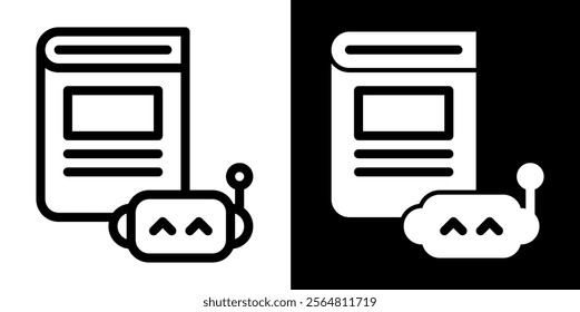 AI Machine Learning concept line and glyph icon, outline and glyph vector sign, linear and glyph style pictogram isolated on white and black. AI or artificial intelligence Symbol, logo, icon