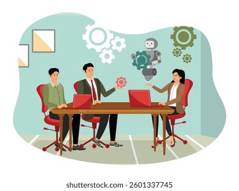 AI and machine learning enhance personalized learning.Technology course, teaching, business training. Flat vector modern illustration 