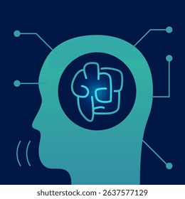 AI and machine learning. The future of patient care and healthcare management. Chatbot assistant with artificial intelligence with voice service. Flat vector illustration.