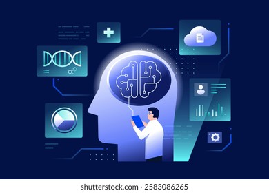 AI and Machine Learning in Healthcare medicine, The future of patient care and health management illustration