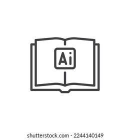 AI machine learning line icon. linear style sign for mobile concept and web design. Artificial intelligence book outline vector icon. Symbol, logo illustration. Vector graphics