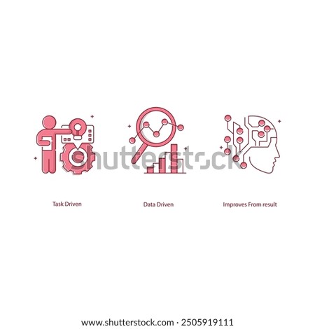 AI Machine Learning Models Icons, artificial intelligence, predictive models, data science,