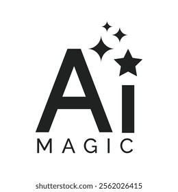 Ai magic generator wand stick with star logo icon vector template