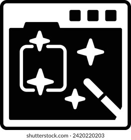 AI Magic Tools concept, web page being generated from artificial intelligence vector icon design, Web design and Development symbol, user interface or graphic sign, website engineering illustration