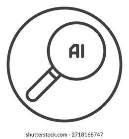 AI Vector de lupa Concepto de inteligencia artificial icono redondo o estilo de línea delgada Iniciar sesión