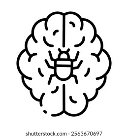 AI Malware Detection – Brain with Bug Representing Artificial Intelligence in Threat Detection