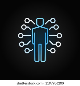 AI Man vector colored icon or design element in thin line style on dark background