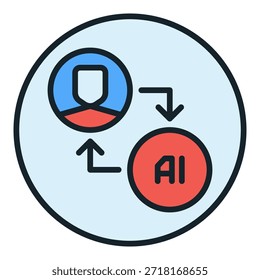 AI und Man Vektor AI Konzept farbig rund Symbol oder Logo Element