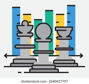 AI for managers enhances strategic planning through insights and goal tracking. It illustrates the integration of data analysis and performance metrics for decision-making. Vector illustration.