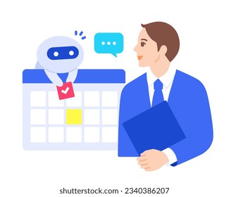 AI manages the schedule. Vector illustration of an image of a secretary in the role of a secretary.