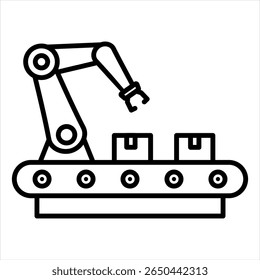 Ai In Manufacturing Icon Line Vector Illustration