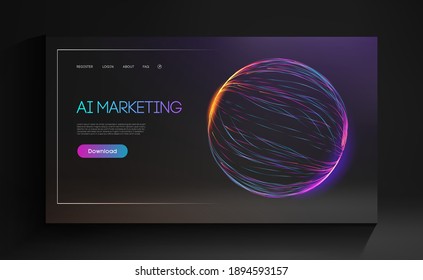 AI Marketing Abstract Technology Background. Artificial intelligence digital marketing chatbot. Technology consulting machine. Vector Illustration.