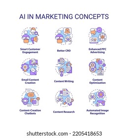 Ai Marketing Concept Icons Set Digital Stock Vector (Royalty Free ...