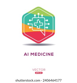 Icono de la medicina de IA (inteligencia artificial), signo del vector.