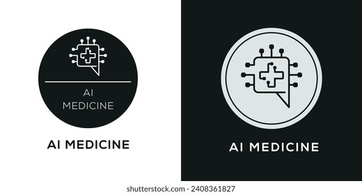 Icono de la medicina de IA (inteligencia artificial), signo del vector.