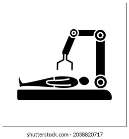 AI In Medicine Glyph Icon. Digital Technologies For Surgery. Robot Machine Doing Surgery.AI Diagnostic Concept. Filled Flat Sign. Isolated Silhouette Vector Illustration