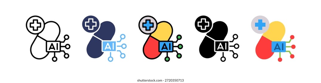 Ilustração De Múltiplos Vetores Do Ícone Do Ai Medicine