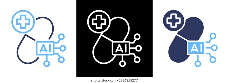 Ilustração tripla de vetor do ícone Ai Medicine
