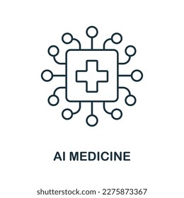 Ai Medicine outline icon. Simple element from healthcare innovations collection. Creative Ai Medicine line icon for web design, templates, infographics and more