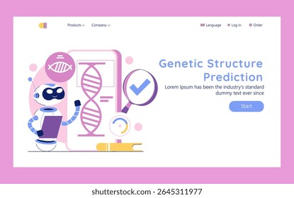 AI in medicine and science focuses on genetic structure prediction. It highlights the role of technology and data in understanding genetics, improving research and healthcare outcomes. Vector