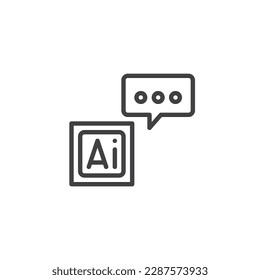 AI message line icon. linear style sign for mobile concept and web design. Artificial intelligence, chatbot outline vector icon. Symbol, logo illustration. Vector graphics