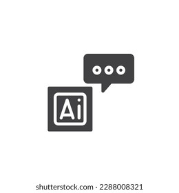 AI message vector icon. filled flat sign for mobile concept and web design. Artificial intelligence, chatbot glyph icon. Symbol, logo illustration. Vector graphics