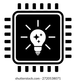 AI Microchip App Bombilla Estrategia de negocios Idea de pensamiento Icono de Vector Ilustración de silueta