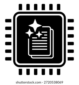 AI Microchip App Searching Finder Assistance Vector Icon Silhouette Illustration