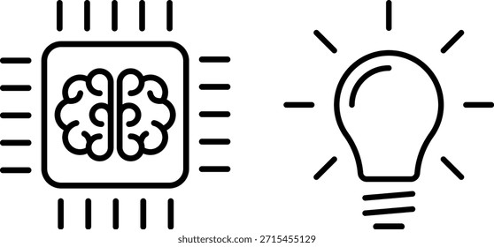 Microchip AI com circuitos e lâmpada de incandescência. IA, inovação, tecnologia, criatividade. Vetor