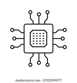 Icono de microchip con fondo blanco Ilustración de stock de Vector