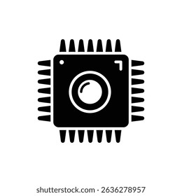 AI Microchip With Magnifying Lens Focus Icon