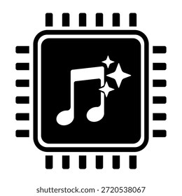 AI Microchip Music Creation Technology App Vektor Symbol Silhouette Illustration