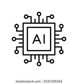 AI-Mikrochip-Technologie-Symbol auf transparentem Hintergrund