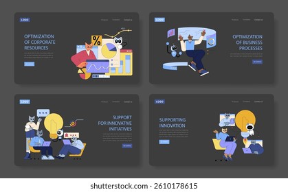 AI in mid-sized businesses aids in resource optimization, enhances business processes, and fosters innovation initiatives. This illustration represents modern collaboration and support in the