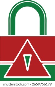 Ai-Mind-Symbol mit Schloss mit rotem Warnzeichen auf weißem Hintergrund