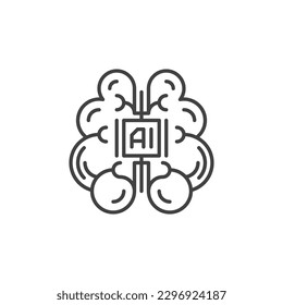 AI Mind vector Artificial Intelligence Brain concept outline icon or symbol 
