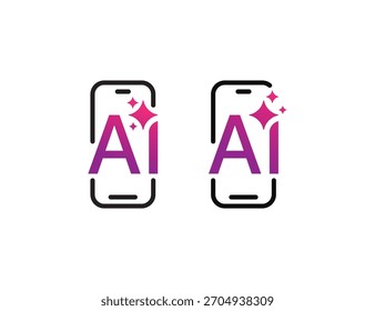 AI Mobile logo. Artificial intelligence icon sign symbol Design Element. Vector illustration logo template
